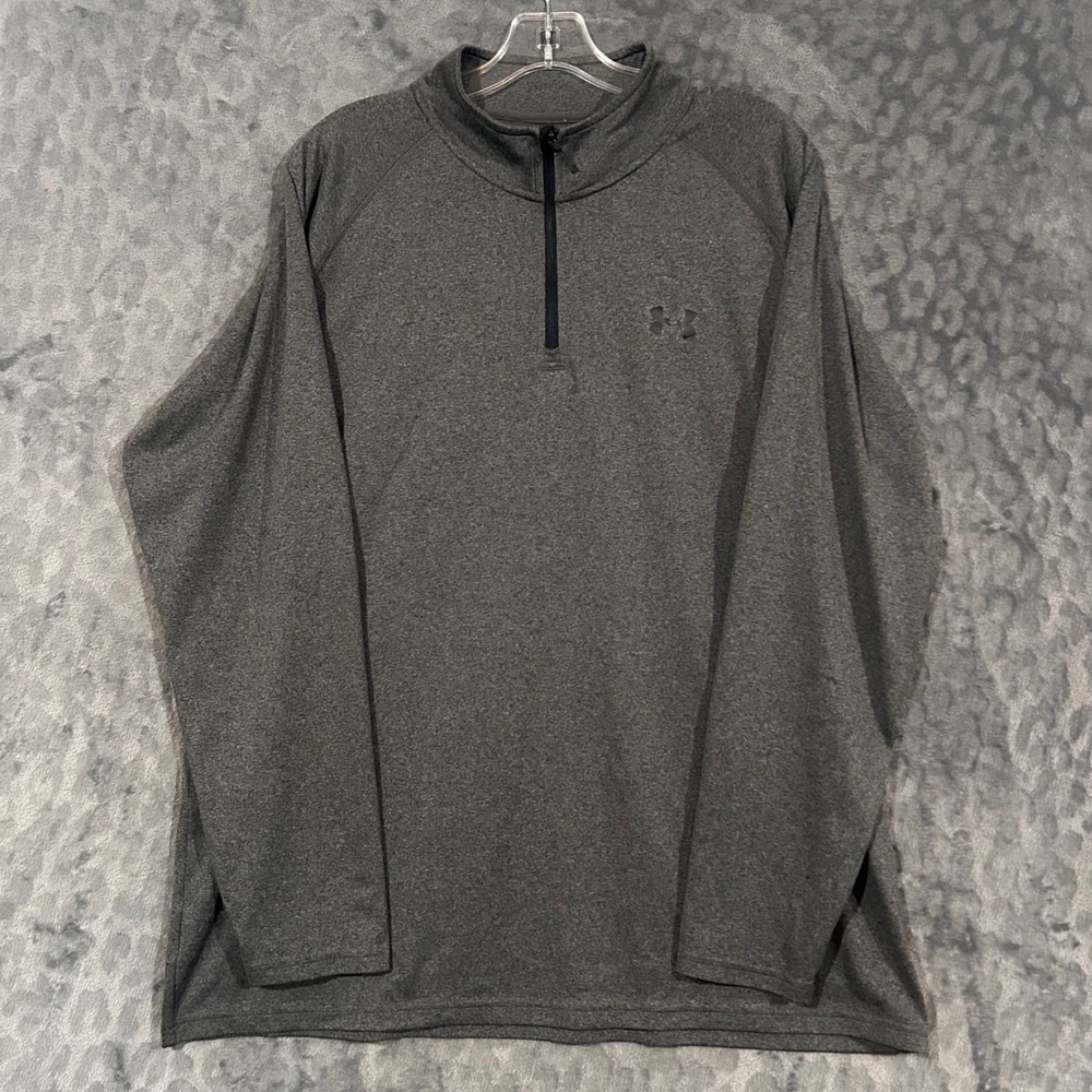 Under Armour HeatGear Mens XL Gray Heather Tech 2.0 Quarter Zip Pullover Shirt